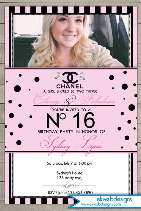 Sweet 16 Chanel Themed Invitation 